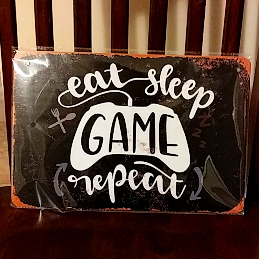 NEW - Eat Sleep Game Repeat metal sign 🎮 FREE SHIPPING